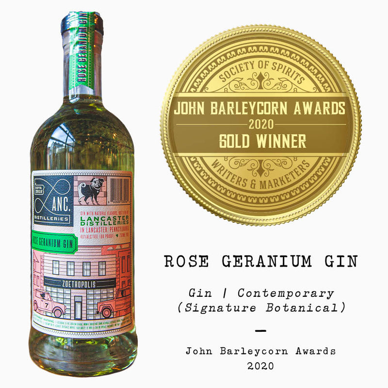 Rose Geranium Gin awarded Gold 2020 John Barleycorn Award